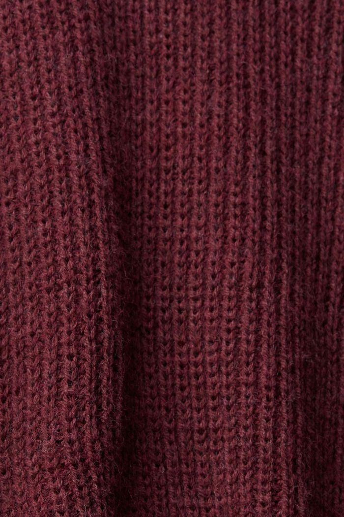 Pull-over à manches bouffantes à teneur en laine, BORDEAUX RED, detail image number 4