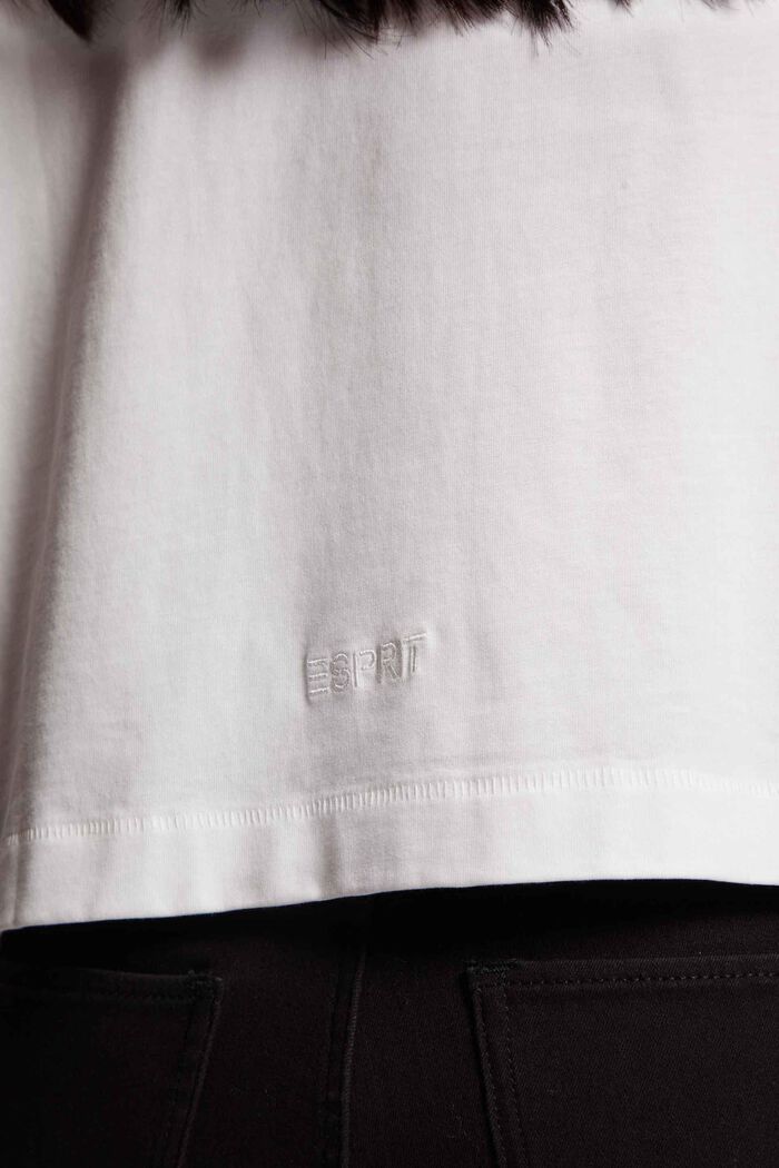 Cropped-T-Shirt mitLandschafts-Print im Farbverlauf vorne, WHITE, detail image number 3