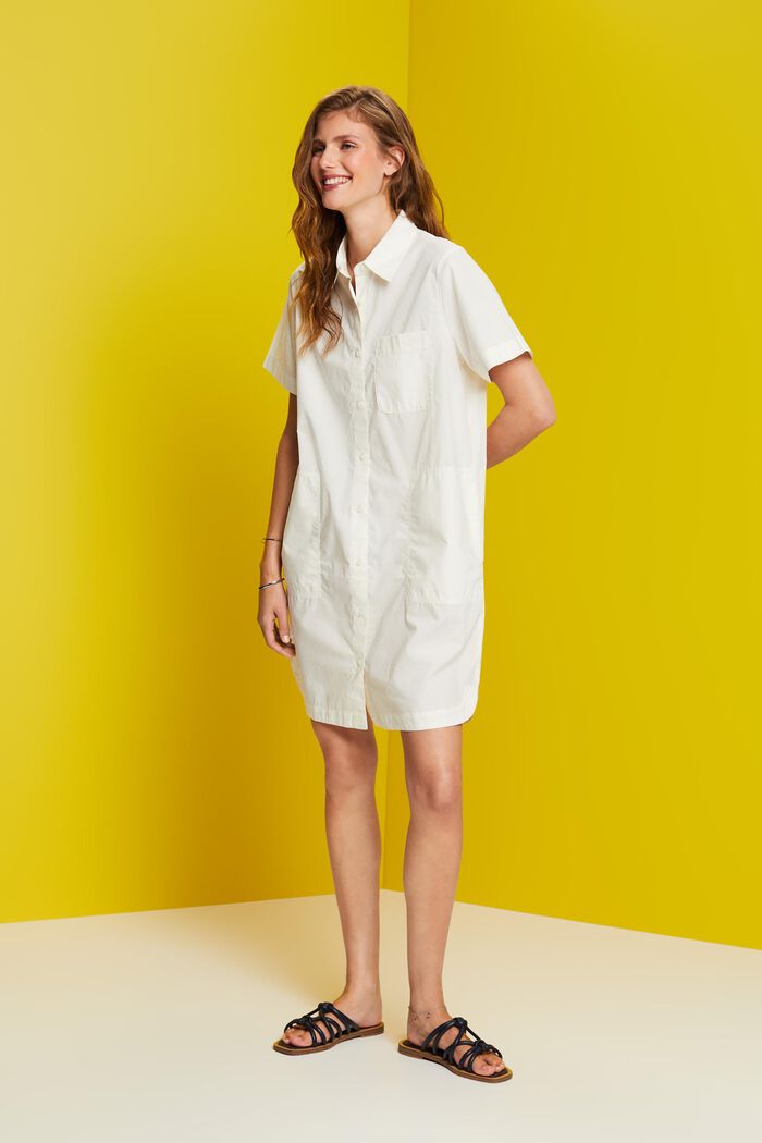 Mini robe-chemise, 100 % coton, OFF WHITE, detail image number 4