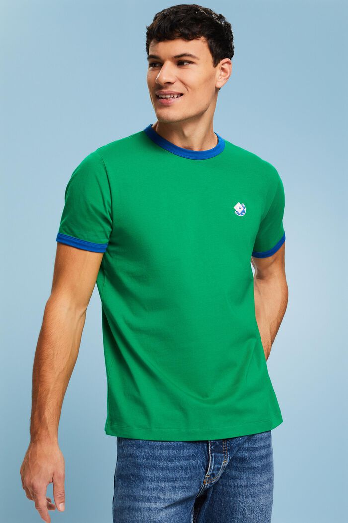 T-shirt col rond en coton à logo, GREEN, detail image number 0