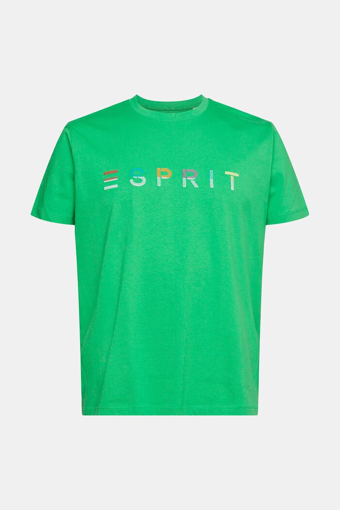 T-shirt en jersey animé d´un logo brodé, GREEN, overview
