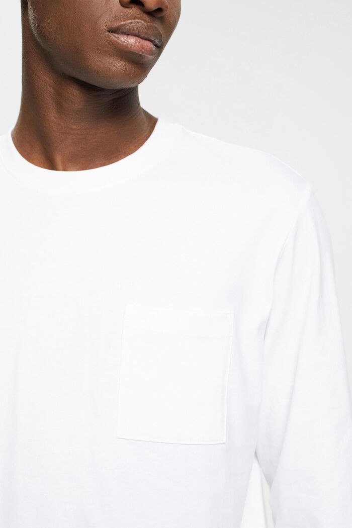 T-shirt à manches longues en jersey, 100 % coton, WHITE, detail image number 3