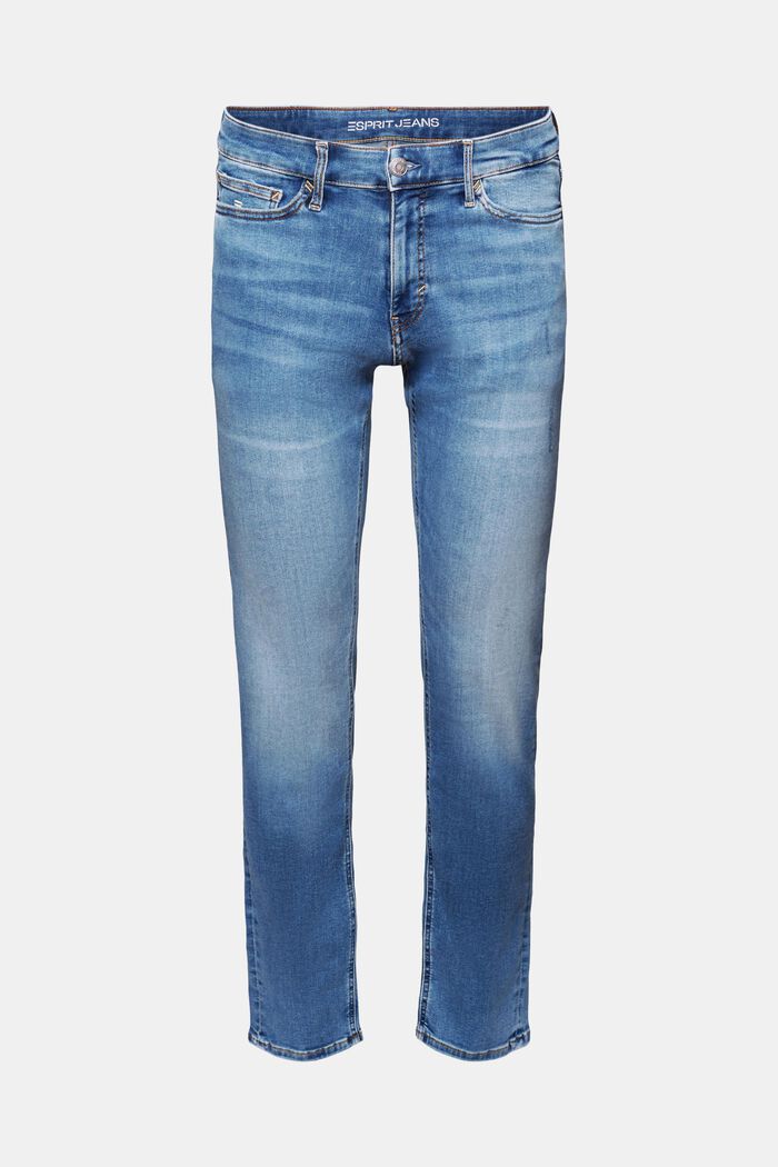 Schmale Jeans mit mittlerer Bundhöhe, BLUE LIGHT WASHED, detail image number 7