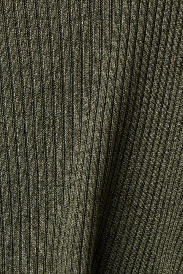 Cardigan côtelé à pans en pointe, KHAKI GREEN, detail image number 5