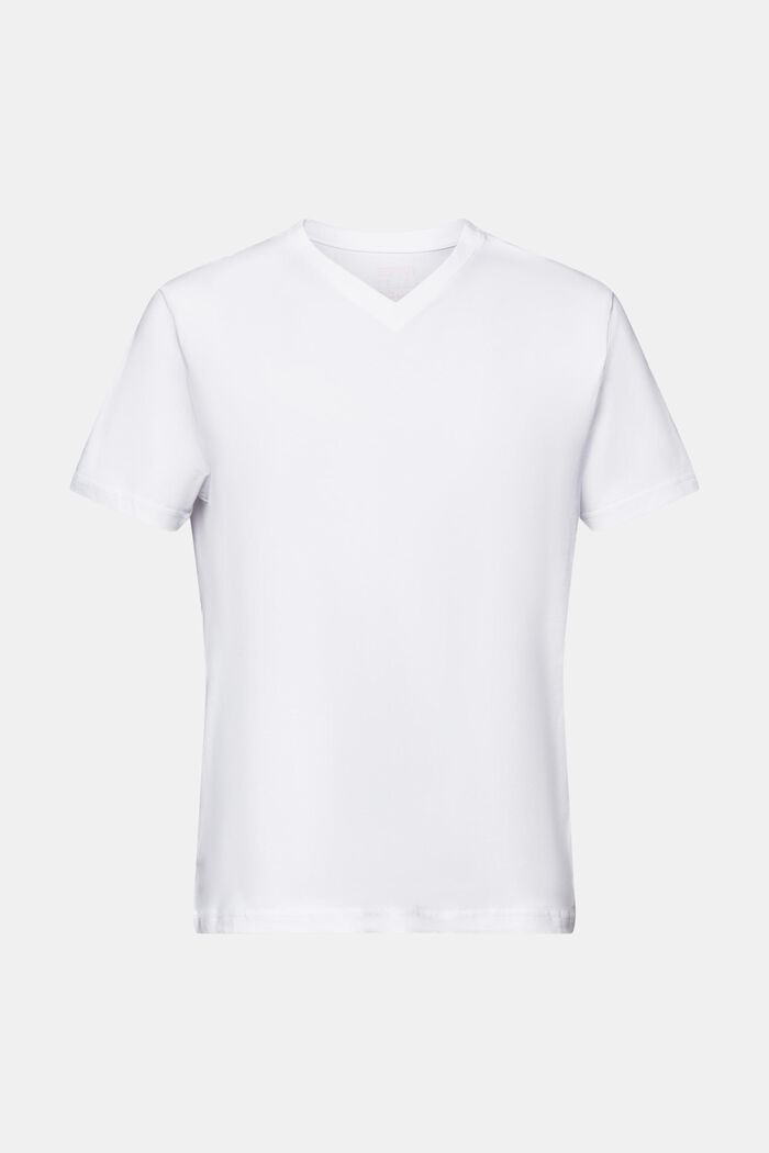 T-shirt à encolure en V en coton biologique, WHITE, detail image number 6