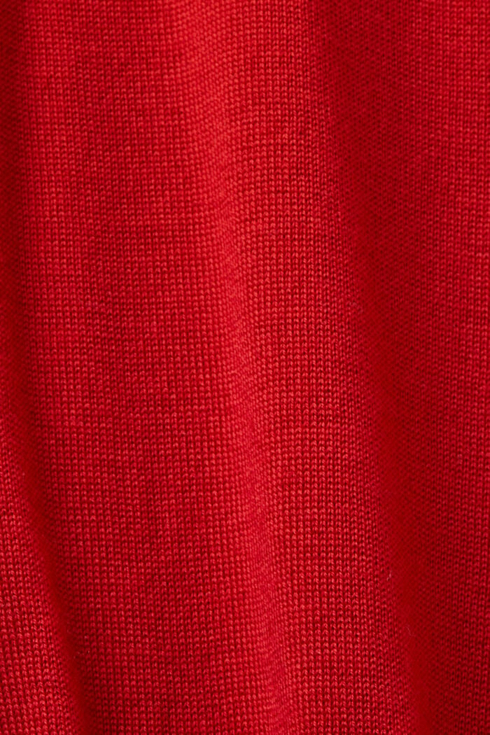Pull-over à col cheminée en laine mérinos, DARK RED, detail image number 5