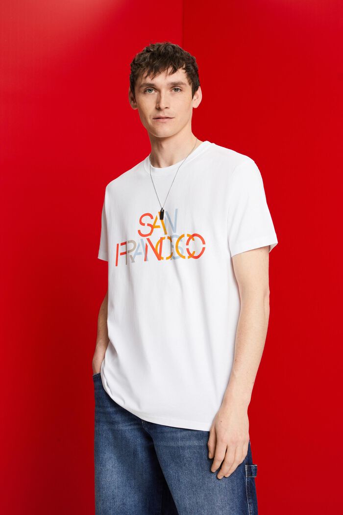 T-Shirt mit Frontprint, 100% Baumwolle, NEW WHITE, detail image number 0