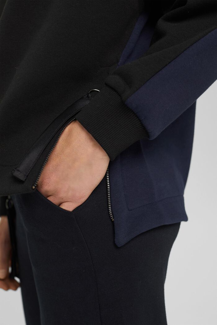 Sweat à capuche bicolore doté de détails zippés, BLACK, detail image number 2