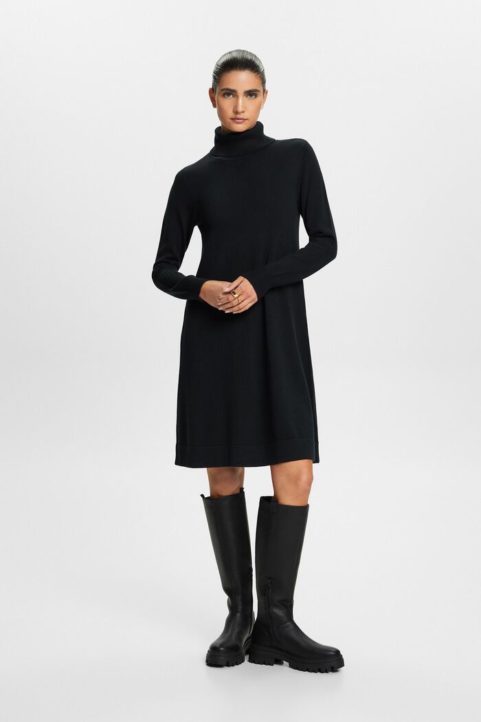 Mini-robe en maille à col roulé, BLACK, detail image number 0