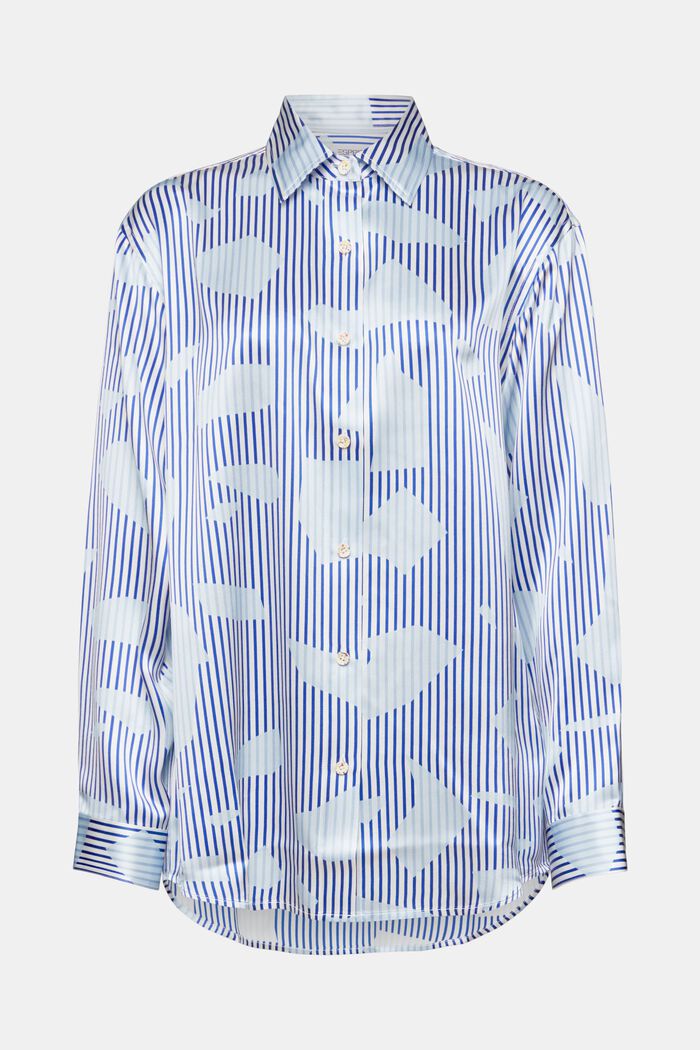 Button-Up-Seidenhemd mit Print, BRIGHT BLUE, detail image number 6