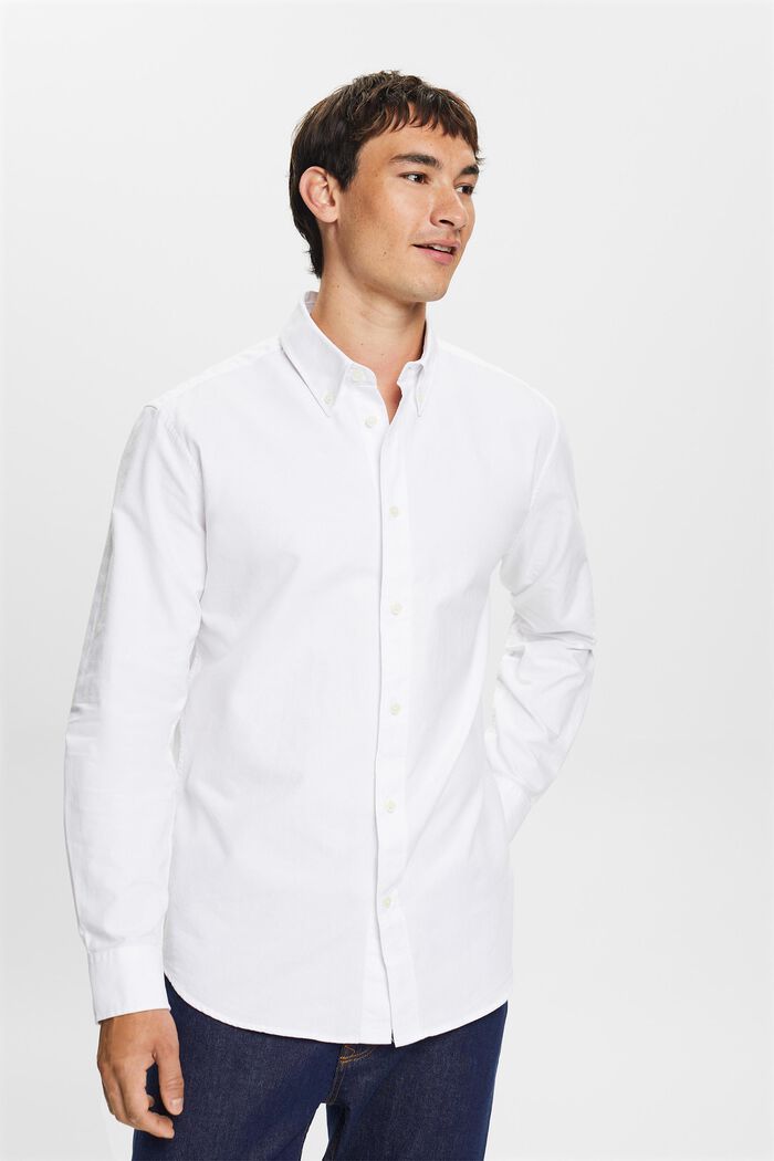 Chemise à col boutonné en popeline de coton, WHITE, detail image number 1
