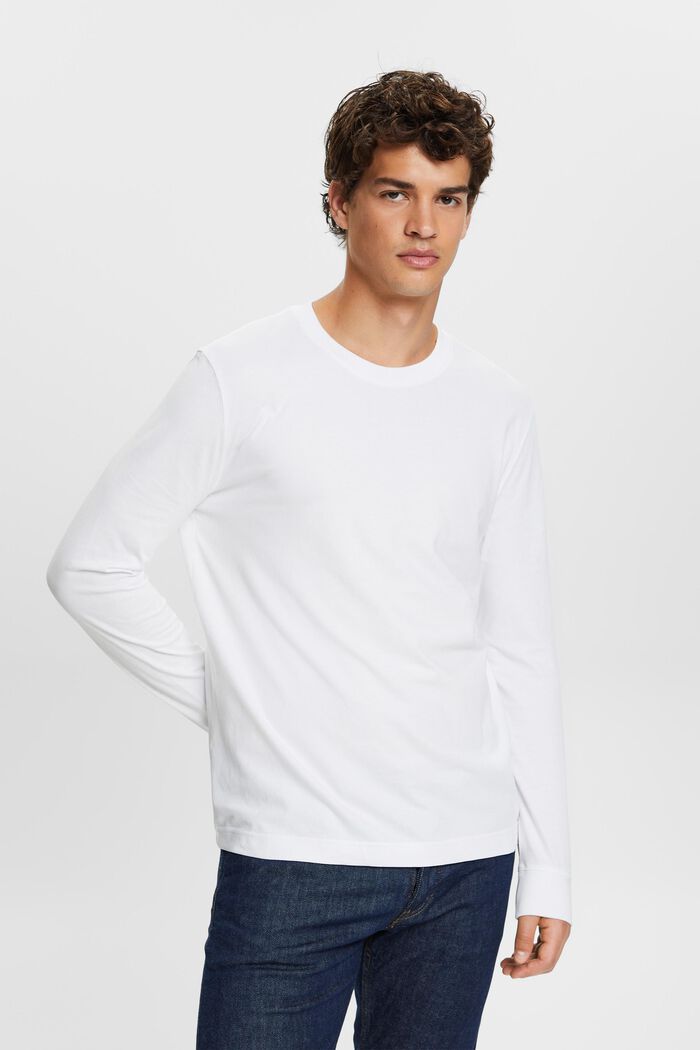T-shirt à col rond et manches longues, WHITE, detail image number 3