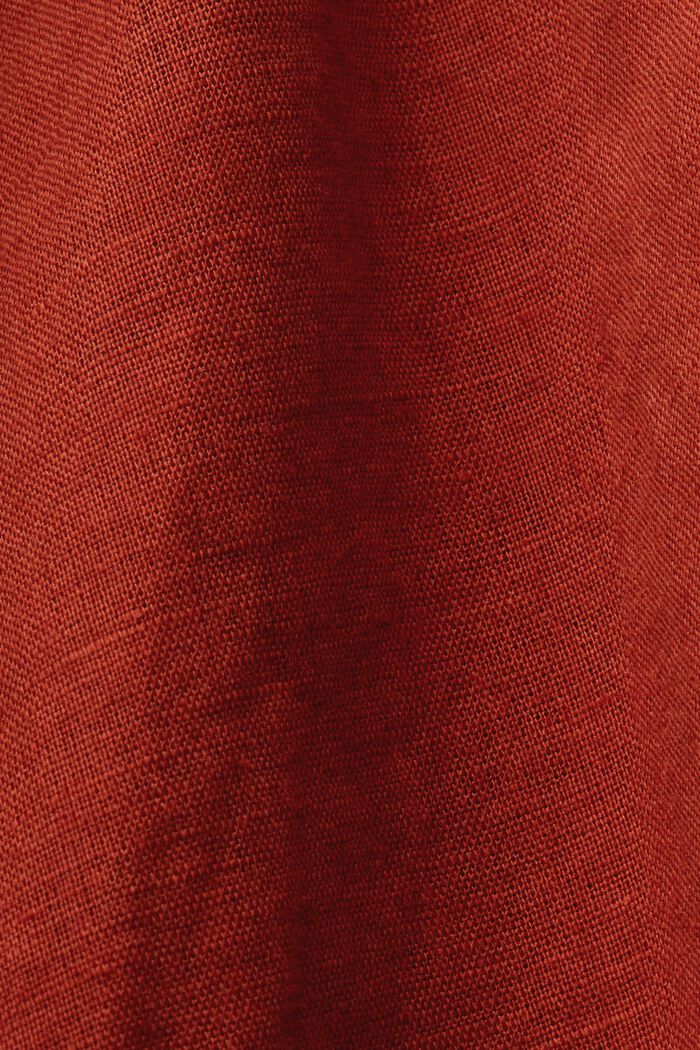 Jupe longueur midi en mélange de lin et de coton, TERRACOTTA, detail image number 5