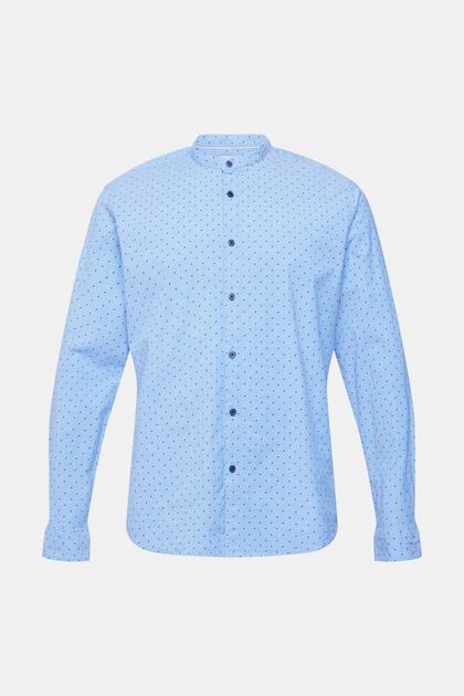 Gemustertes Hemd mit Stehkragen aus nachhaltiger Baumwolle, BRIGHT BLUE, overview