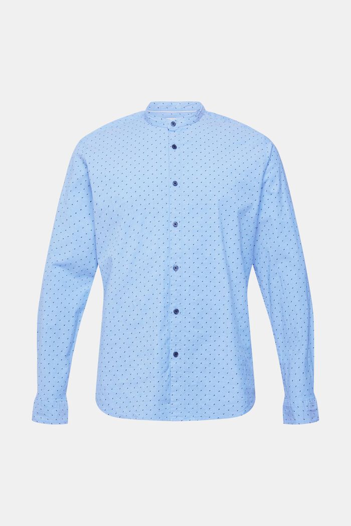 Gemustertes Hemd mit Stehkragen aus nachhaltiger Baumwolle, BRIGHT BLUE, detail image number 7