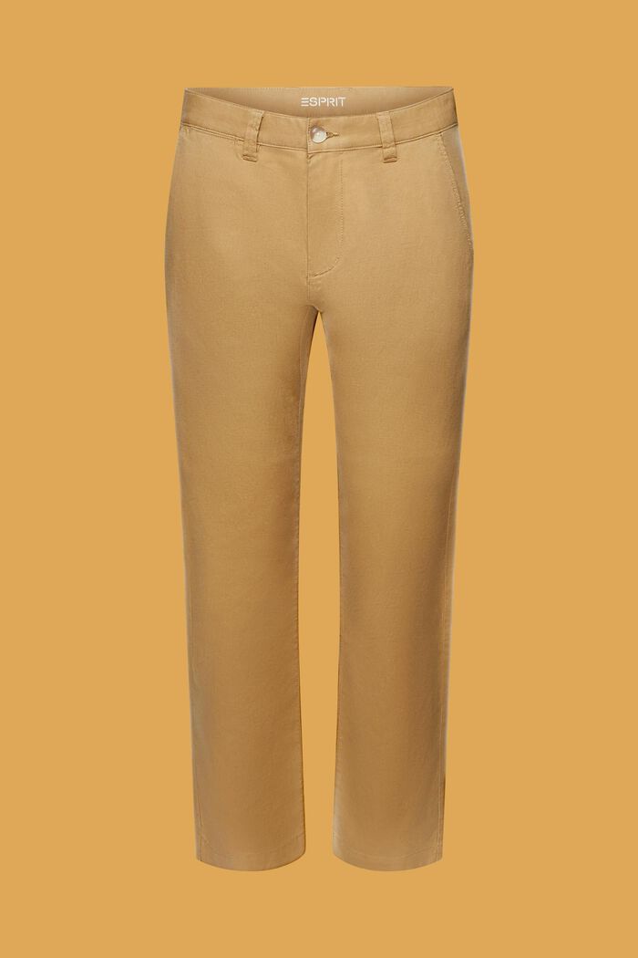 Pantalon en mélange de coton et de lin, KHAKI BEIGE, detail image number 7