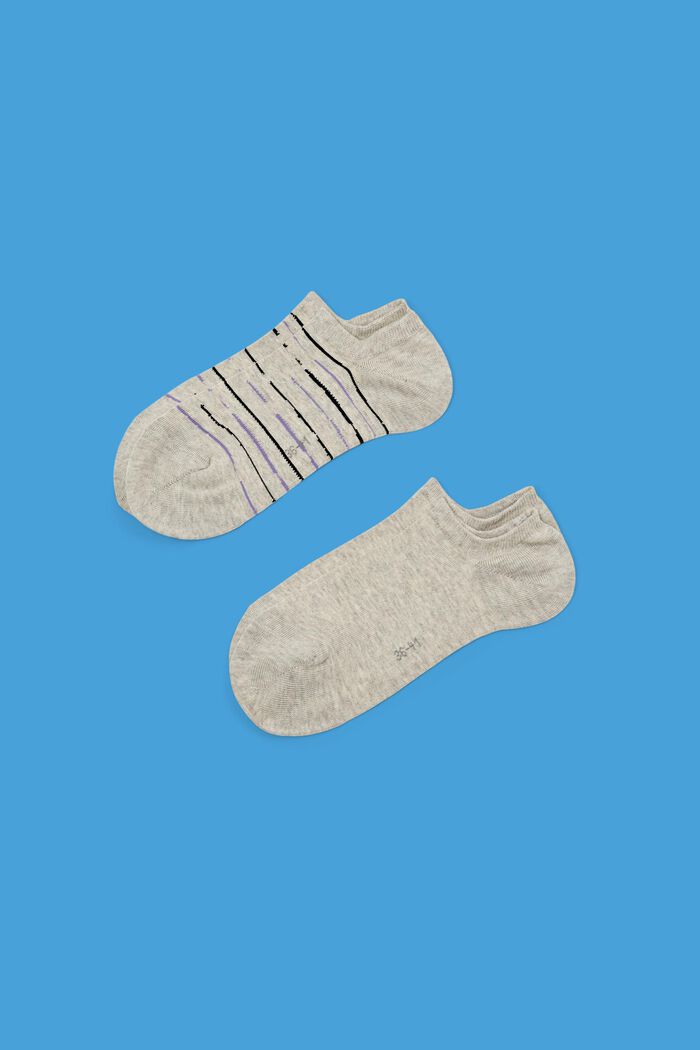 Lot de 2 paires de socquettes invisibles en coton biologique, STORM GREY, detail image number 0