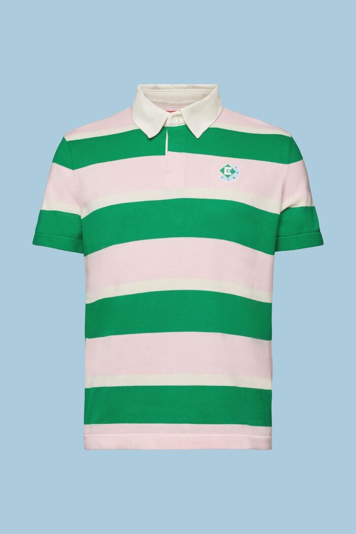 Polo en coton à rayures et logo, GREEN, detail image number 6