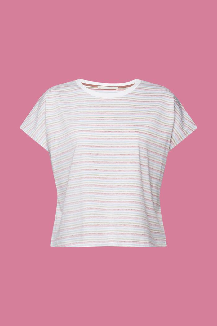 Verkürztes Streifen-T-Shirt aus Baumwolle, TERRACOTTA, detail image number 5