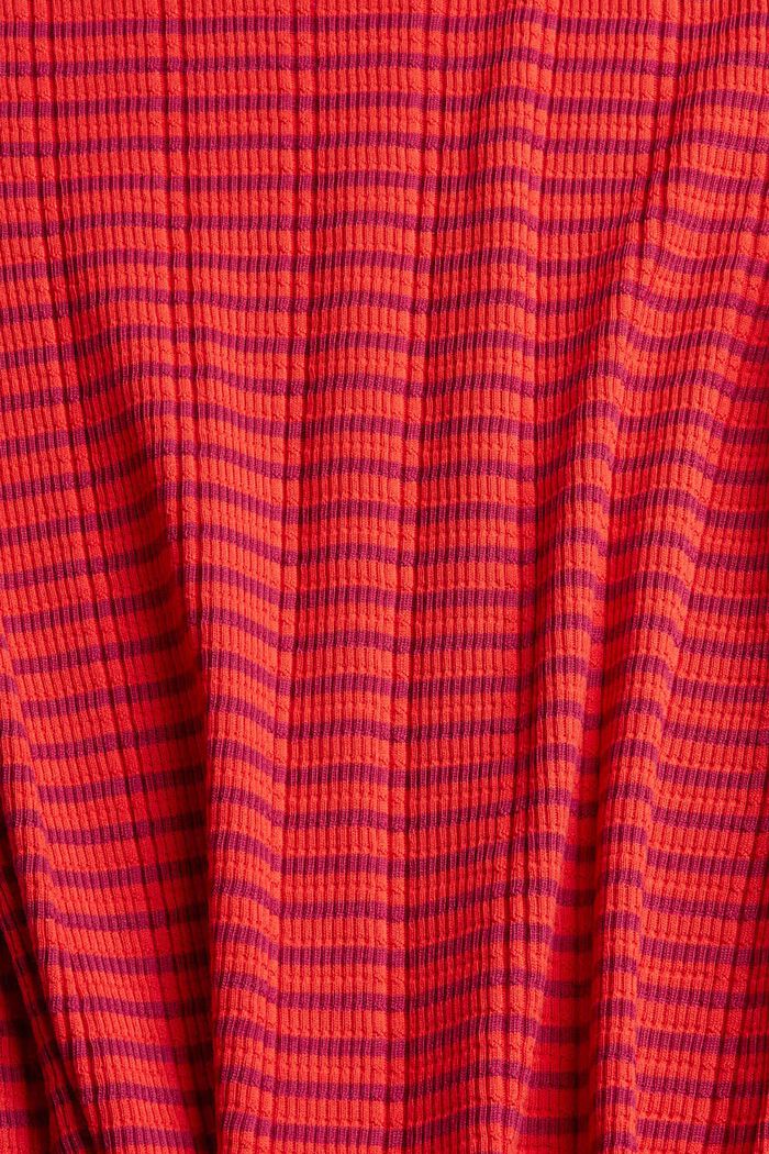 Rippstrick-Shirt mit Streifen, Baumwoll-Mix, ORANGE RED, detail image number 4