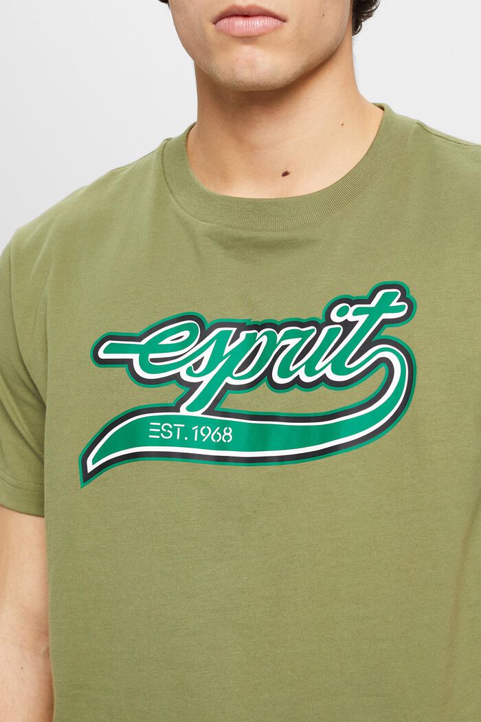 T-shirt en coton à logo rétro, OLIVE, detail image number 2