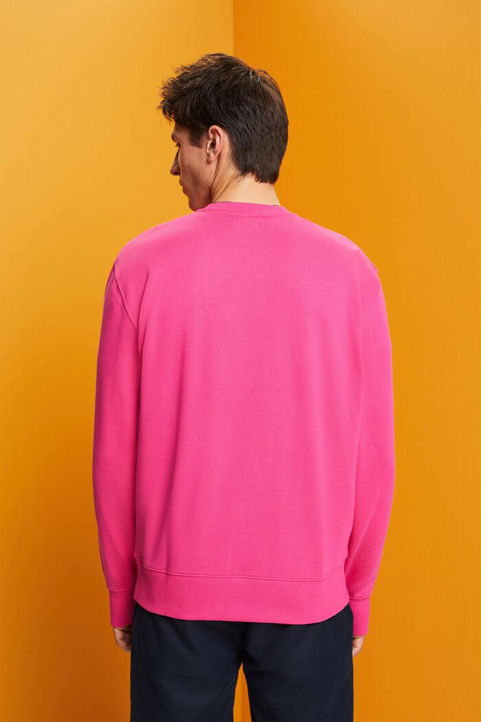 Sweat-shirt ras-du-cou à imprimé, 100 % coton, PINK FUCHSIA, detail image number 3