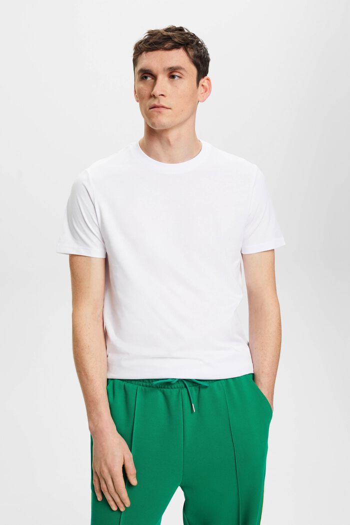 T-shirt en jersey à col ras-du-cou, WHITE, detail image number 0
