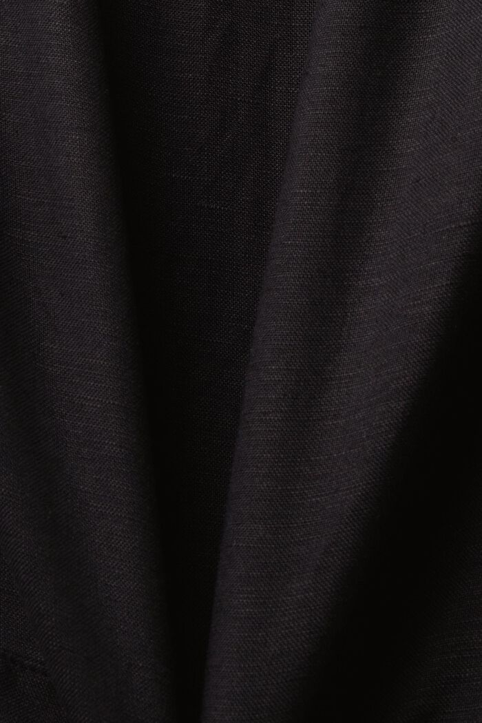 Robe tissée longueur midi en mélange de lin et de viscose, BLACK, detail image number 5