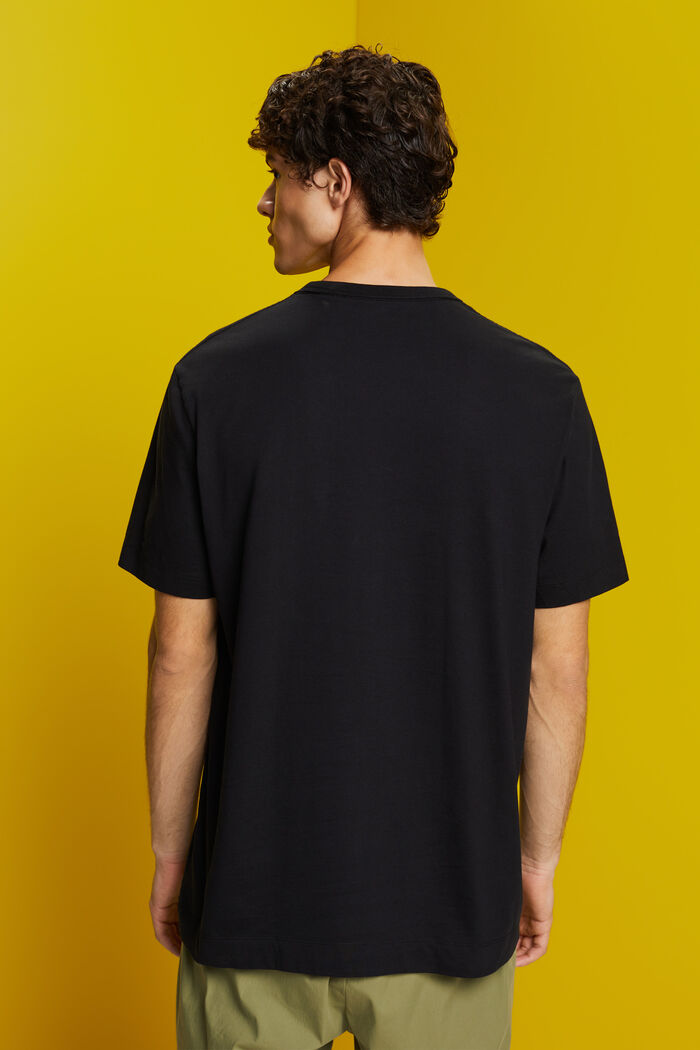 Jersey-T-Shirt mit Brust-Print, 100 % Baumwolle, BLACK, detail image number 3