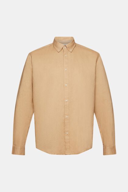 Chemise à col boutonné en mélange de coton et lin