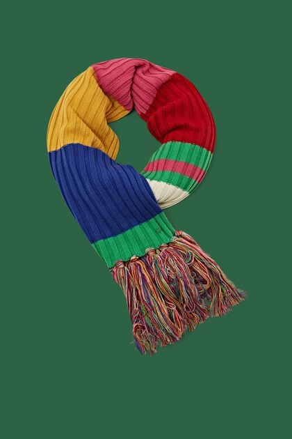 Écharpe multicolore en maille côtelée