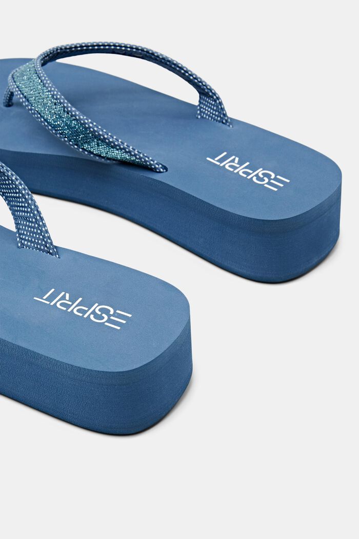 Sandales à entredoigt avec semelle plateau, BLUE, detail image number 4