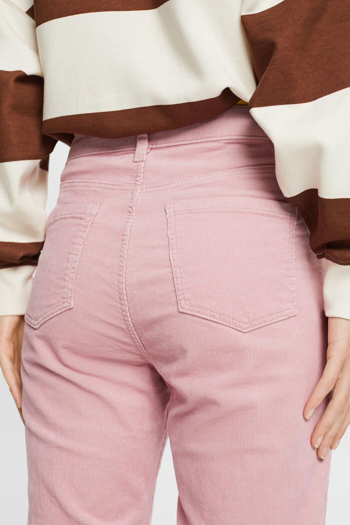 Pantalon en velours côtelé coupe Straight Fit taille haute, OLD PINK, detail image number 4