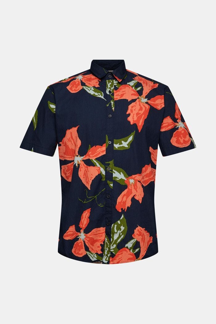 Seersucker-Hemd mit floralem Muster