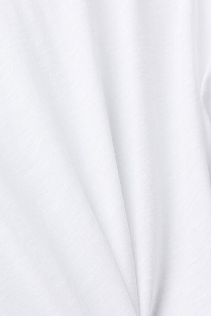 T-shirt en coton à encolure en V et points fantaisie, WHITE, detail image number 5