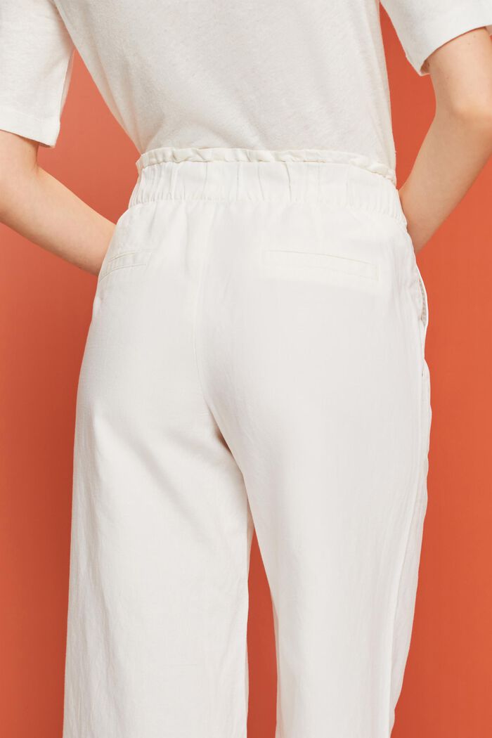 Jupe-culotte en coton et lin dotée d’une ceinture à nouer, WHITE, detail image number 4