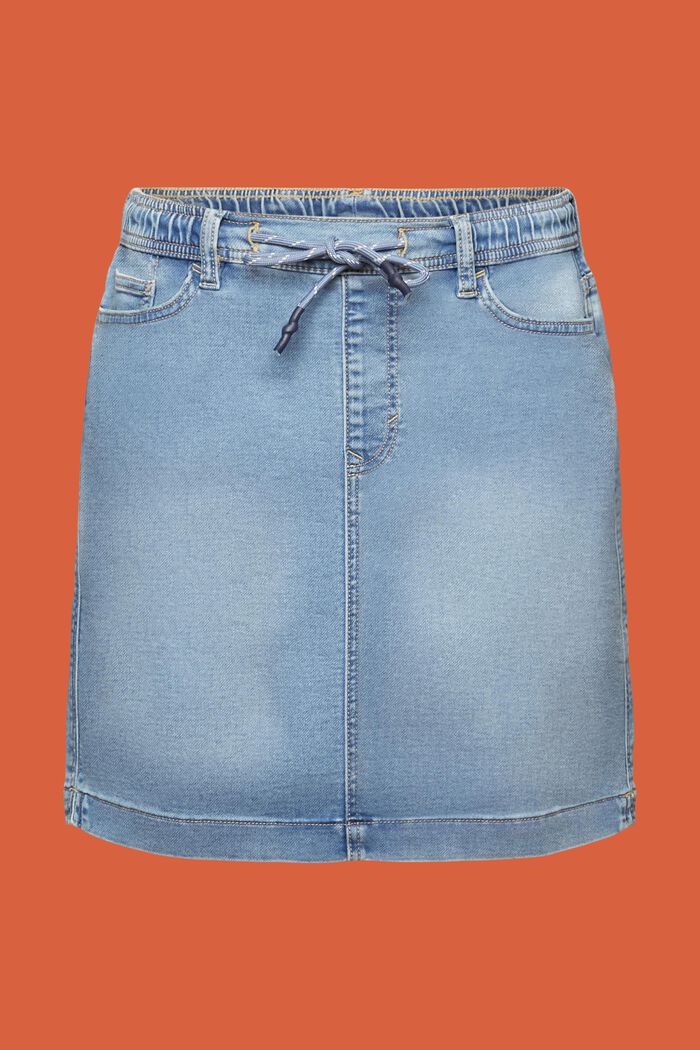 Jeans-Minirock im Jogger-Stil, BLUE LIGHT WASHED, detail image number 7