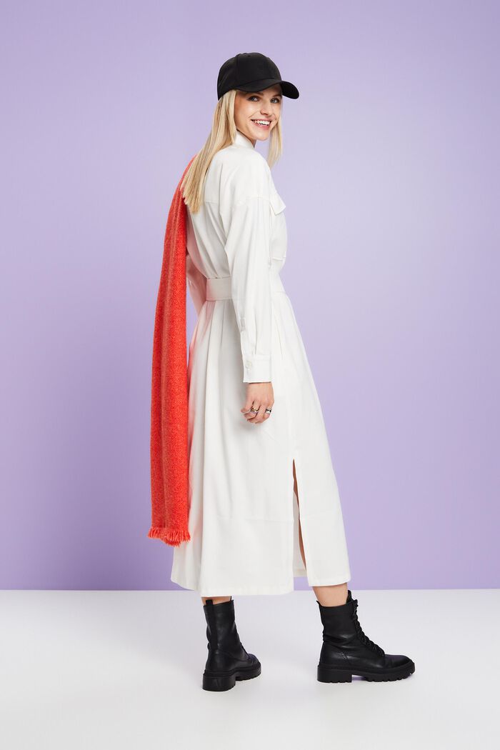 Robe-chemise oversize de longueur midi, OFF WHITE, detail image number 3