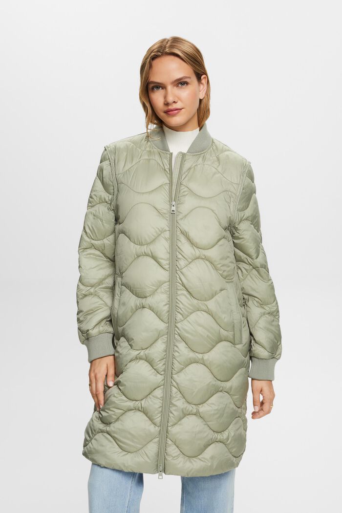 Recyclé : le manteau matelassé transformable, DUSTY GREEN, detail image number 0