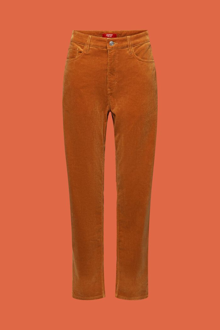 Pantalon Straight Fit taille haute en velours côtelé, CARAMEL, detail image number 6