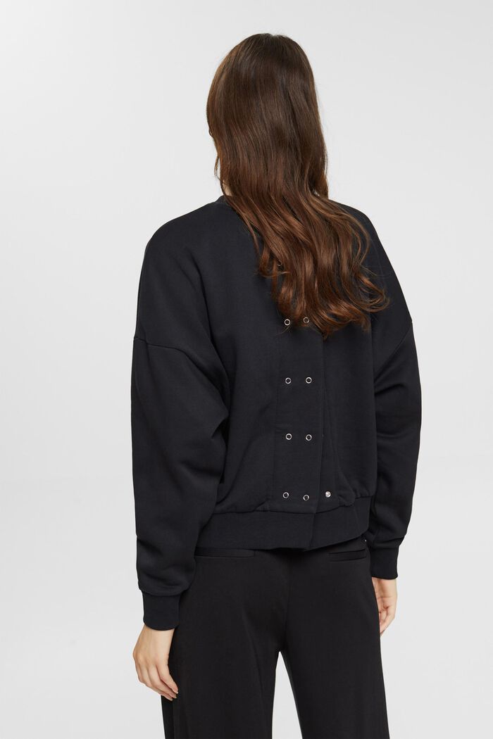 Sweatshirt mit Knopfleiste hinten, BLACK, detail image number 3
