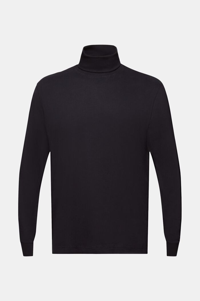T-shirt à manches longues et col cheminée en coton, BLACK, detail image number 7