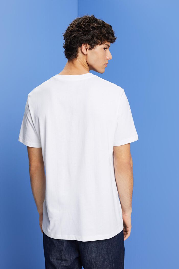 T-Shirt mit Print auf der Brust, 100 % Baumwolle, WHITE, detail image number 3