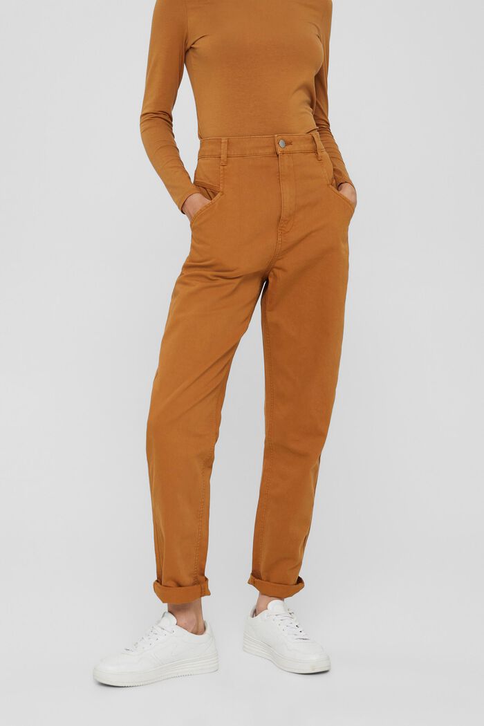 Pantalon taille haute, coton biologique, BARK, detail image number 0