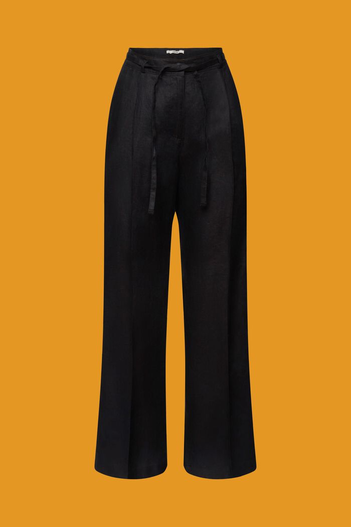 Pantalon en lin à jambes larges, BLACK, detail image number 7