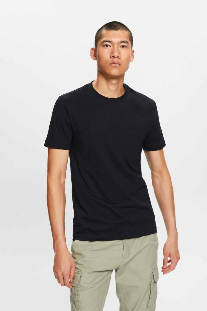 T-shirt à col rond en jersey de coton Pima, BLACK, detail image number 0