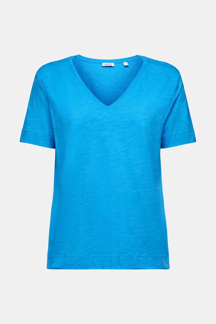 T-shirt en jersey à encolure en V, BLUE, detail image number 6