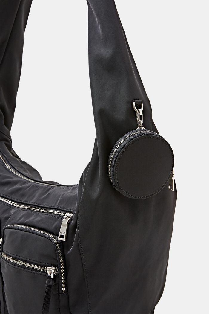 Sac porté épaule en nylon, BLACK, detail image number 1