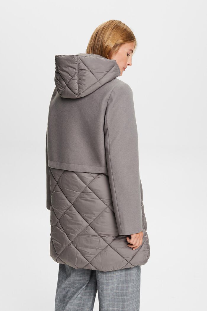 Manteau à capuche en matières mélangées, LIGHT GREY, detail image number 3