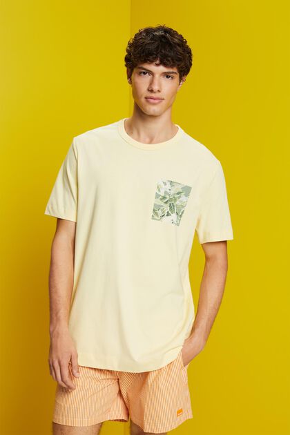 Jersey-T-Shirt mit Brust-Print, 100 % Baumwolle
